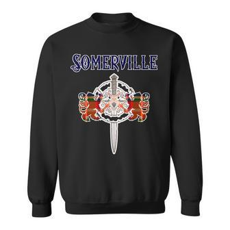 Somerville Scottish Clan Family Name Tartan Lion Sword Men Women Sweatshirt Graphic Print Unisex - Seseable