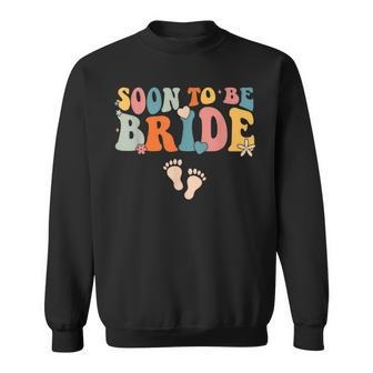 Soon To Be Bride Pregnancy Announcement Retro Groovy Funny Sweatshirt - Seseable