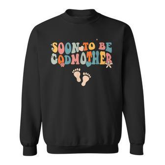 Soon To Be Godmother Pregnancy Announcement Retro Groovy Sweatshirt | Seseable CA