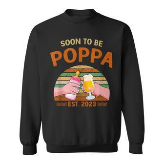 Soon To Be Poppa Est 2023 Fathers Day New Dad Vintage Sweatshirt - Thegiftio UK