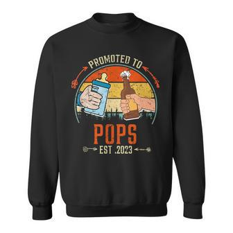 Soon To Be Pops Est 2023 Fathers Day New Dad Vintage Sweatshirt - Thegiftio UK