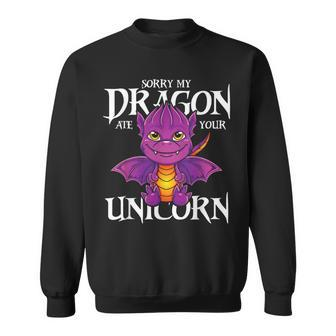 Sorry My Dragon Ate Your Unicorn Dragon Men Women Sweatshirt Graphic Print Unisex - Seseable