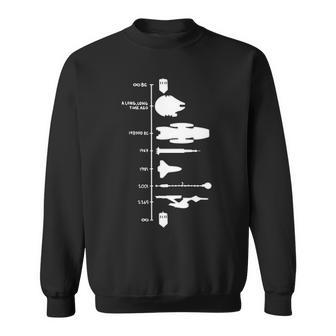 Spaceship Timeline Science Fiction Rocket Sweatshirt - Seseable