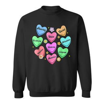 Speech Language Pathologist Funny Valentines Day Candy Heart Sweatshirt - Seseable