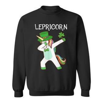 St Patricks Day Dabbing Lepricorn Irish Unicorn Gifts Sweatshirt - Seseable