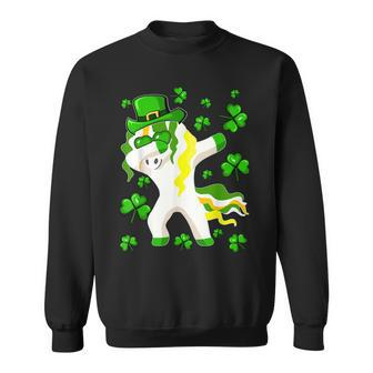 St Patricks Day Dabbing Unicorn Lepricorn Leprechaun Girls Sweatshirt - Seseable
