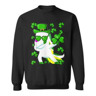 St Patricks Day Dabbing Unicorn Lepricorn Leprechaun Girls V2 Sweatshirt - Seseable