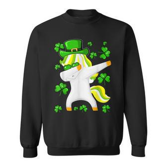 St Patricks Day Dabbing Unicorn Lepricorn Leprechaun Girls V3 Sweatshirt - Seseable