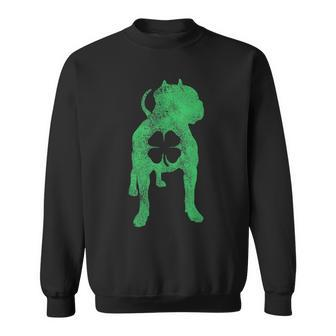 St Patricks Day Dog Pit Bull Shamrock Clover Irish Sweatshirt - Thegiftio