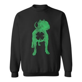 St Patricks Day Dog Pit Bull Shamrock Clover Irish Sweatshirt - Thegiftio UK