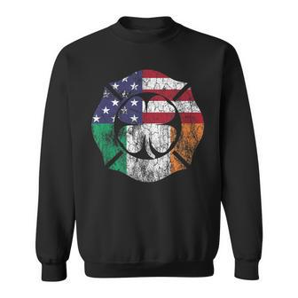 St Patricks Day Firefighter Irish American Flag Gift Sweatshirt - Seseable