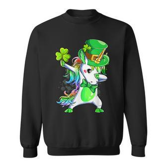 St Patricks Day Girls Dabbing Unicorn Leprechaun Lepricorn V3 Sweatshirt - Seseable