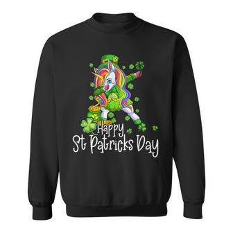 St Patricks Day Girls Dabbing Unicorn Leprechaun Lepricorn V4 Sweatshirt - Seseable