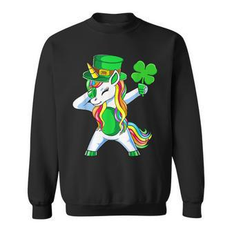 St Patricks Day Girls Dabbing Unicorn Leprechaun Lepricorn V6 Sweatshirt - Seseable