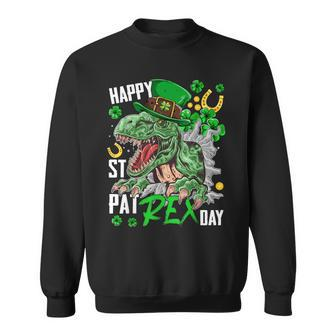 St Patricks Day T Rex Happy Pat Rex Day Dinosaur V2 Sweatshirt - Seseable