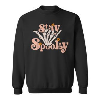 Stay Spooky Skeleton Hand Funny Halloween Spooky Season Men Women Sweatshirt Graphic Print Unisex - Thegiftio UK