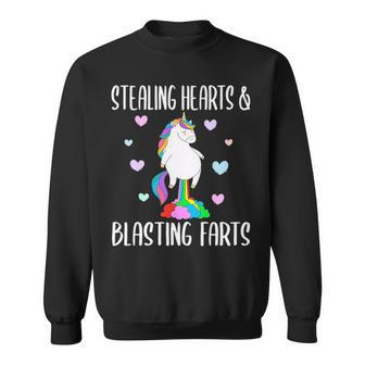 Stealing Hearts And Blasting Farts Funny Unicorn Sweatshirt - Seseable