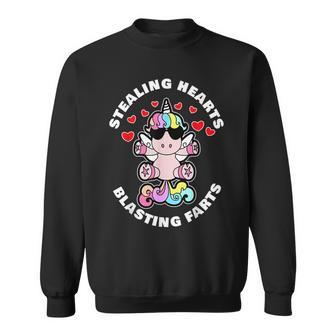 Stealing Hearts And Blasting Farts Valentines Day Unicorn Sweatshirt - Seseable
