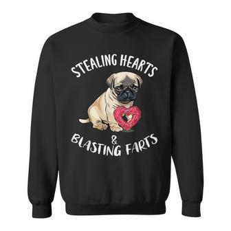 Stealing Hearts Blasting Farts Pug Valentines Day Sweatshirt - Seseable