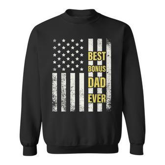 Step Dad Gift For Best Bonus Dad Ever American Flag Fathers Sweatshirt | Mazezy
