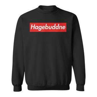 Stilvolles Schwarzes Sweatshirt Hagebuddne Parodie-Slogan - Seseable
