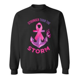 Stronger Than The Storm Fight Breast Cancer Ribbon Wear Pink Sweatshirt | Mazezy
