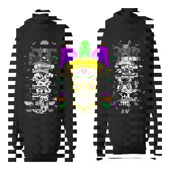 Sugar Skull Mardi Gras Party Mardi Gras Carnival Funny Sweatshirt - Seseable