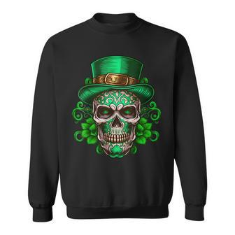 Sugar Skull Saint Patricks Day Of Dead Skull Sweatshirt | Mazezy