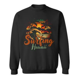 Sunset On The Beach Vintage Hawaii Surfing Label Sweatshirt | Mazezy DE