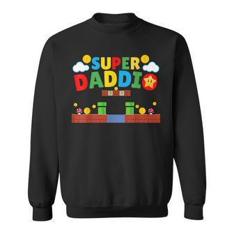 Super Dad Funny Dad Fathers Day Gamer Daddy Super Daddio Sweatshirt - Thegiftio UK