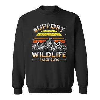 Support Wildlife Raise Boys Gift For Mom Dad Vintage Sweatshirt - Seseable