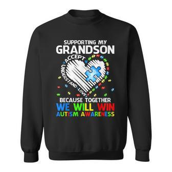 Supporting My Grandson Together We Will Win Autism Awareness Sweatshirt | Mazezy