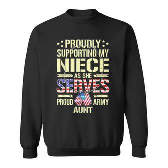 Supporting My Niece As She Serves - Proud Army Aunt Men Women Sweatshirt Graphic Print Unisex - Seseable
