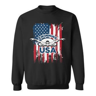 Swimming Usa Support The Team Usa Flag Pool Sweatshirt | Mazezy