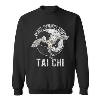 Tai Chi Crane Chinese Martial Arts Yin Yang Retro Vintage Sweatshirt - Seseable