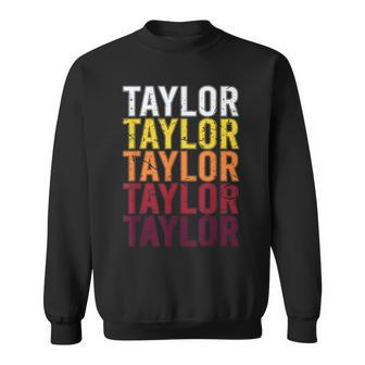 Taylor Retro Wordmark Pattern - Vintage Style Sweatshirt | Mazezy