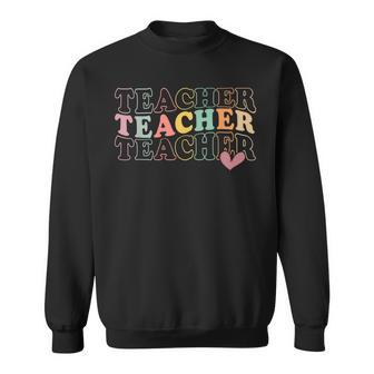 Teacher Life Teachers Day Mothers Day Groovy Retro Funny Sweatshirt | Mazezy