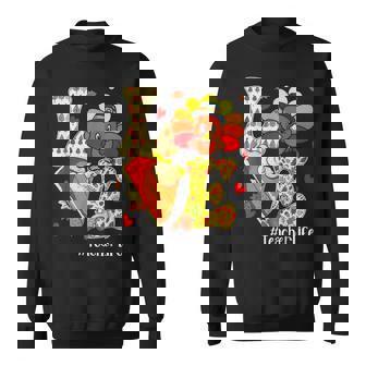 Teacher Turkey Happy Thanksgiving Day Love Teacher Life V3 Men Women Sweatshirt Graphic Print Unisex - Thegiftio