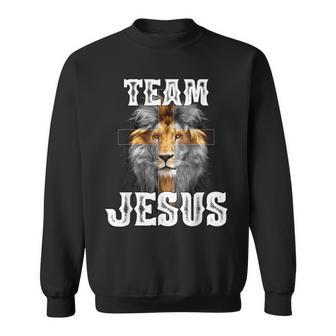 Team Jesus Lion Judah Jesus Cross Lovers Christian Faith Sweatshirt - Seseable