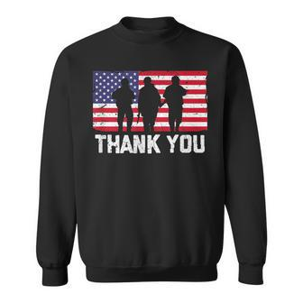 Thank You American Flag Military Heroes Veteran Day Design Men Women Sweatshirt Graphic Print Unisex - Seseable
