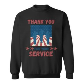 Thank You For Your Service Us Flag Veterans Day Sweatshirt - Seseable