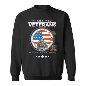 Thank You Veterans Honoring Those Who Served Patriotic Flag Sweatshirt - Seseable