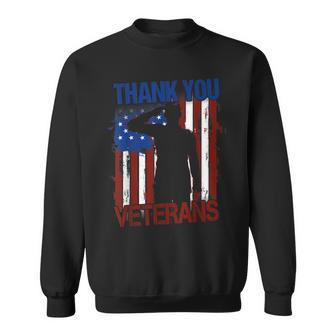 Thank You Veterans Service Patriot Veteran Day American Flag V3 Men Women Sweatshirt Graphic Print Unisex - Thegiftio UK