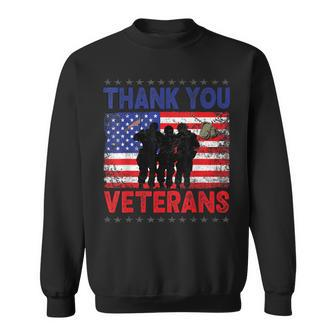 Thank You Veterans Service Patriot Veteran Day American Flag V3 Sweatshirt - Seseable