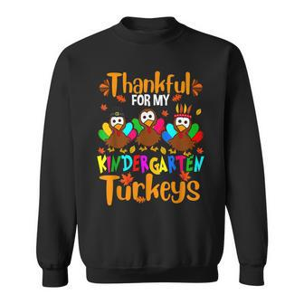 Thankful For My Kindergarten Turkeys Thanksgiving Teacher Men Women Sweatshirt Graphic Print Unisex - Thegiftio UK