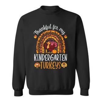 Thankful For My Kindergarten Turkeys Thanksgiving Teacher Men Women Sweatshirt Graphic Print Unisex - Thegiftio UK