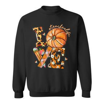 Thanksgiving Teacher Life Pumpkin Love Leopard Fall Vibes V6 Men Women Sweatshirt Graphic Print Unisex - Thegiftio UK