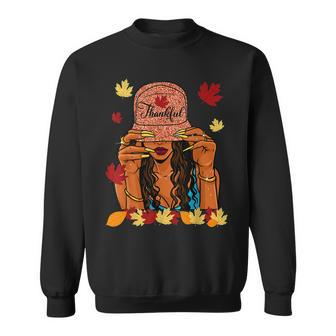 Thanksgiving Thankful Afro African American Autumn Fall V2 Men Women Sweatshirt Graphic Print Unisex - Thegiftio UK