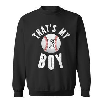 Thats My Boy Baseball Jersey Number 13 Vintage Mom Dad Sweatshirt - Seseable