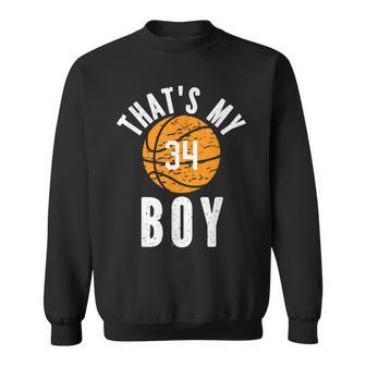 Thats My Boy Jersey Number 34 Vintage Basketball Mom Dad Sweatshirt - Seseable